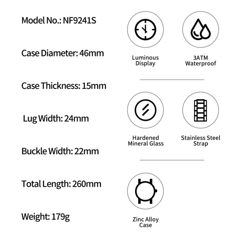 NAVIFORCE Watches for Men LCD Digital Luminous Stainless Steel Strap Male Hot Sale Business Luxury Wristwatch Relogio Masculino