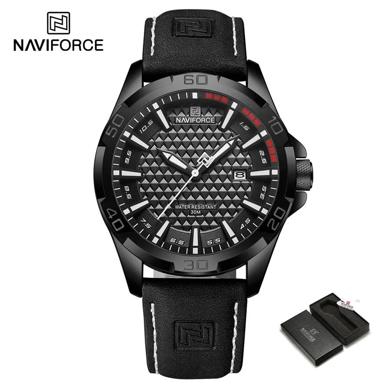 Original Brand Naviforce High Quality Men's Watches Leather Strap Male Waterproof Wristwatch Quartz Date Clock RelogioMasculino