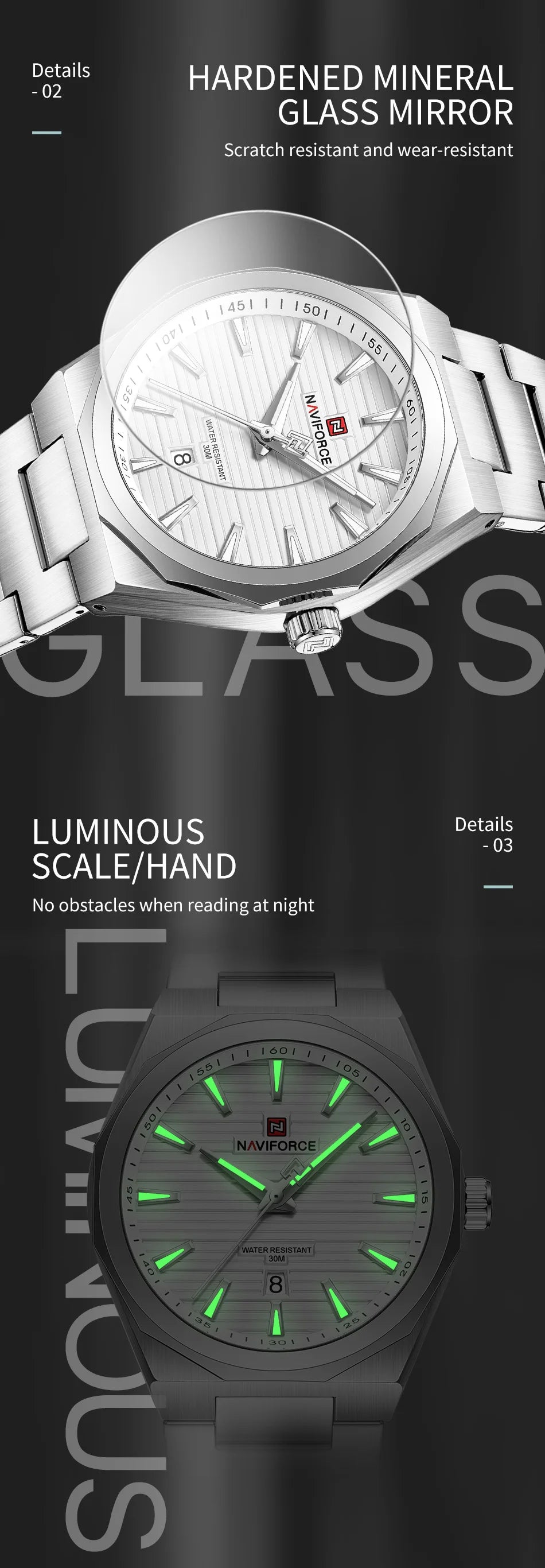 NAVIFORCE Luxury Man's Watch Quartz Date Display Clock Steel Band Fashionable Casual Military Style Wristwatch Gift Box for Male