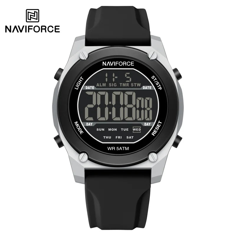 NAVIFORCE Men Digital Watch Sports Fashion Watches Waterproof 50M Man HD Electronic Screen Student Cool Alarm Display Wristwatch