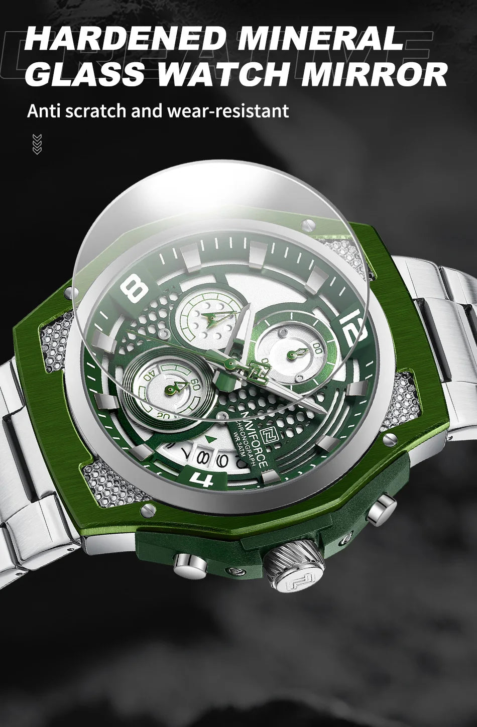 NAVIFORCE Business Watches for Men Fashion Stainless Steel Quartz Chronograph Waterproof WristWatch Male In Luxury Package Gifts