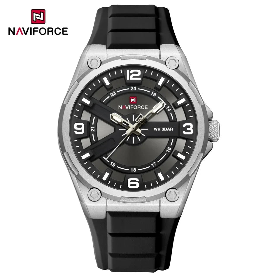 NAVIFOCE Luxury Business Men Watch Sport Men Watch Waterproof Quartz Clock Man Wheel dial WristWatch Relogio Masculino Silicone