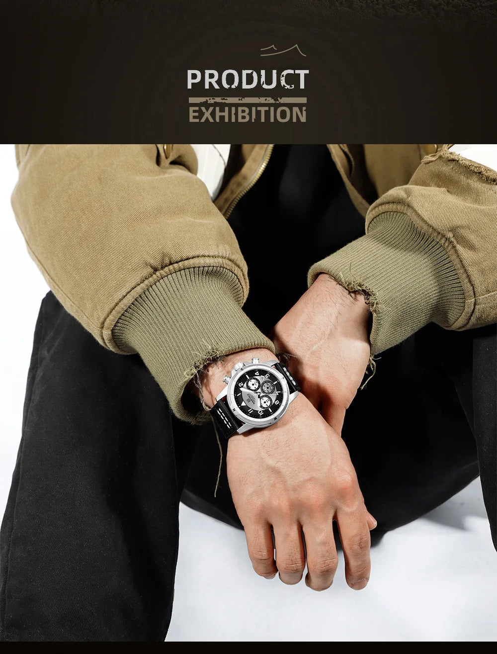 NAVIFORCE New Male Wristwatch Multi Dial Chronograph 24 Hour Clock Leather Band Men Modern Business Luxury Man's Watch NF8077