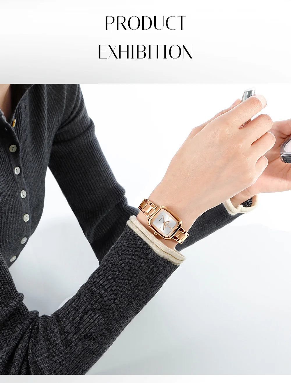 NAVIFORCE Square Watches for Women 3ATM Waterproof Stainless Steel Fashion Ultra Light Girls' Watch Wristwatch Gift Box for Lady