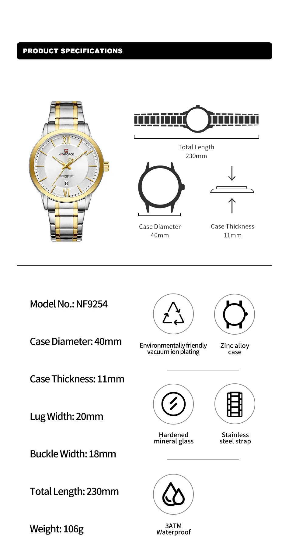 NAVIFORCE Original Watches for Men Military Sports Calendar Clock Luxury Waterproof Quartz Steel Strap WristWatch Reloj Hombre