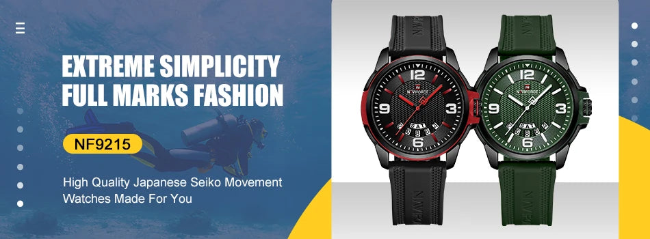 NAVIFORCE Waterproof Sport Watches for Men Military Multi-function Chronograph Wrist Watch Male Luxury Silica Strap Quartz Clock