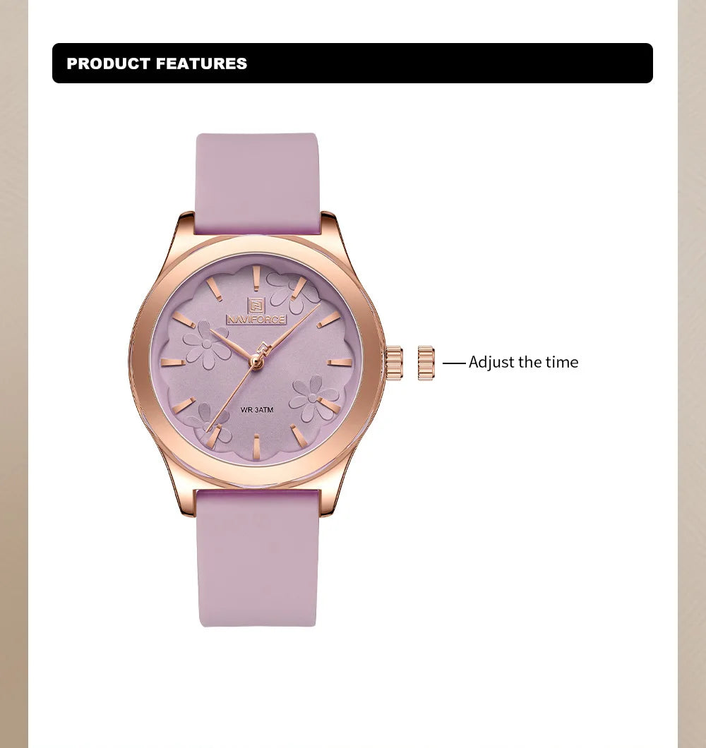 NAVIFORCE Simple Fashion Quartz Wristwatches Women Wrist Watches Silicone Strap Waterproof Watch Wholesale Hot Sale Reloj Mujer
