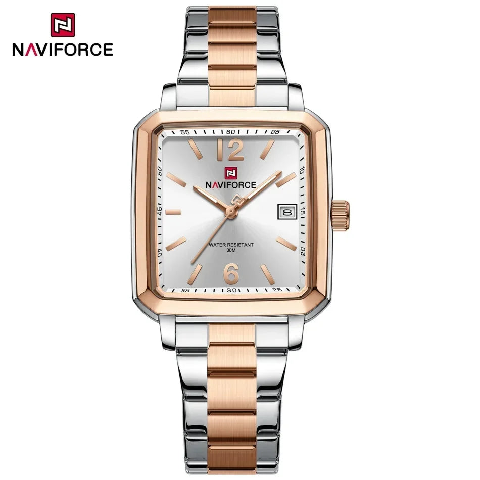 NAVIFORCE Square Design Lover's Watches Original Casual Waterproof Calendar Luxury Sports Quartz Watch for Women Men Date Gift