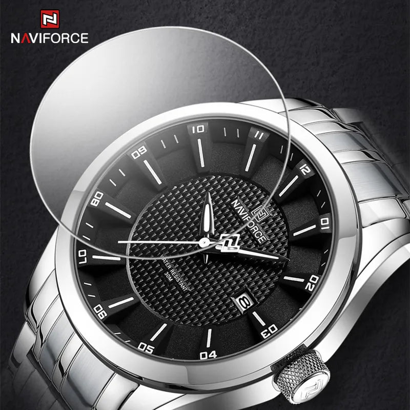 NAVIFORCE Brand 2023 New Design Men's Quartz Wristwatches Stainless Steel Strap Waterproof Watch Male Date Clock Reloj Hombre