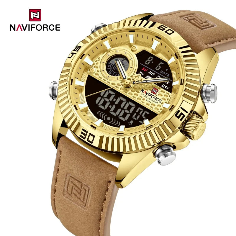 NAVIFORCE Men's Watches Sport Quartz Analog LCD Digital Wristwatch 30m Waterproof Luminous Chronograph Watch for Men Date Clock