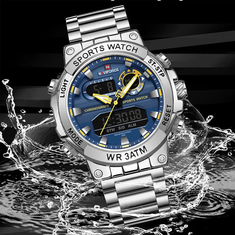 NAVIFORCE Men Military Watch Waterproof Wristwatch Dual Display Quartz Clock Sport Watch Male Big Watches Men Relogios Masculino