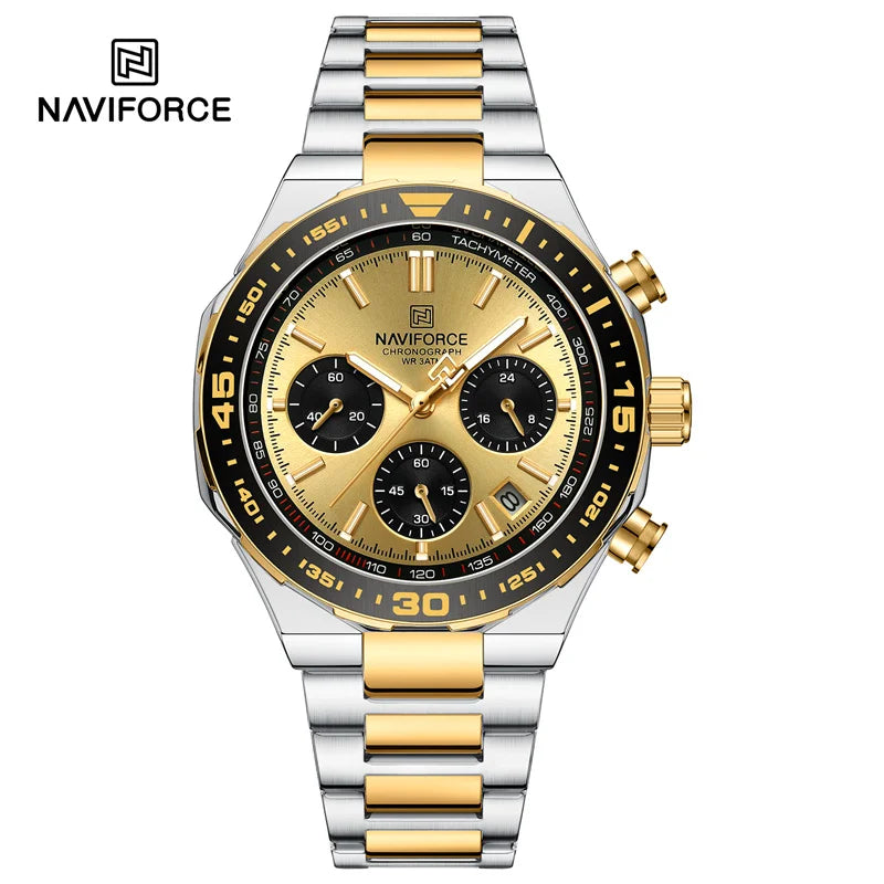 NAVIFORCE 2024 New Men Watch Waterproof Business Casual Date Luminous Quartz Wristwatch Chronograph Stainless Steel Strap Clock