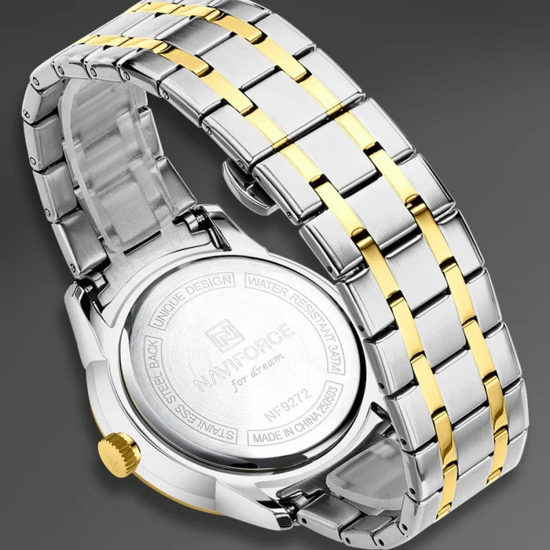 NAVIFORCE Men's Watch Stainless Steel Strap Waterproof Luxury Sport Male Quartz WristWatch Calendar Clock Reloj Hombre man gift