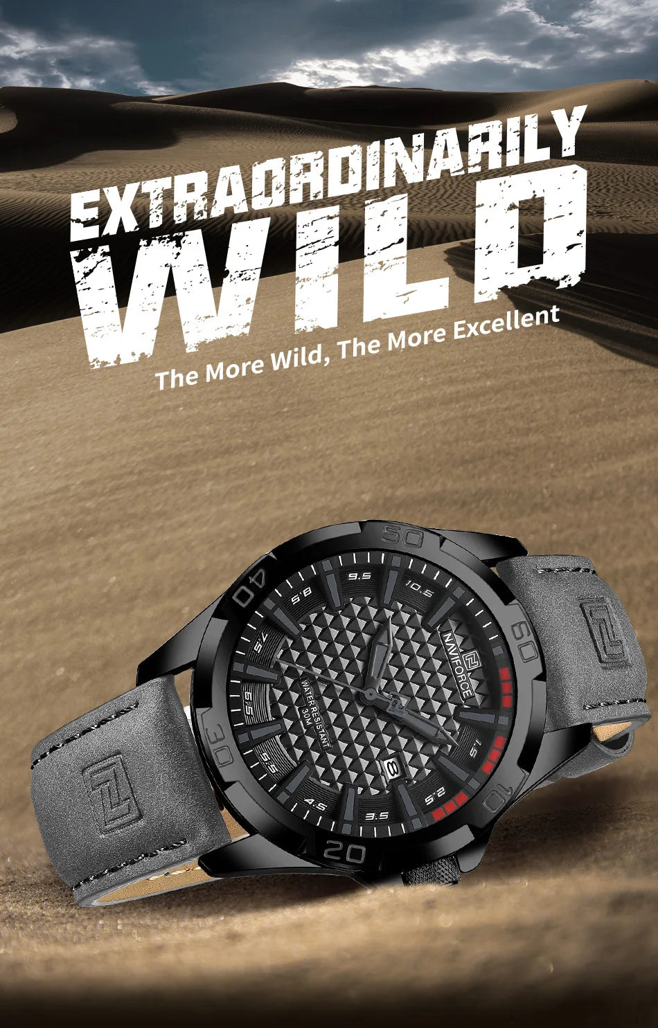 Top Brand NAVIFORCE Male Fashion Luxury WristWatch Men Quartz Watch Sports Shockproof Waterproof Leather Casual Package Gifts