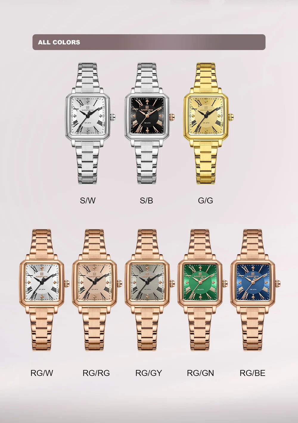 NAVIFORCE Elegant Stainless Steel Ladies Clock Women's 30M Waterproof Wristwatch Original  Double Snap Watch Women Fashion Gifts