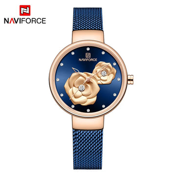 NAVIFORCE Luxury Women's Watch Set with Steel Mesh Band Creative Design Female Clock Relogio Feminino Includes Watch Box for Sal