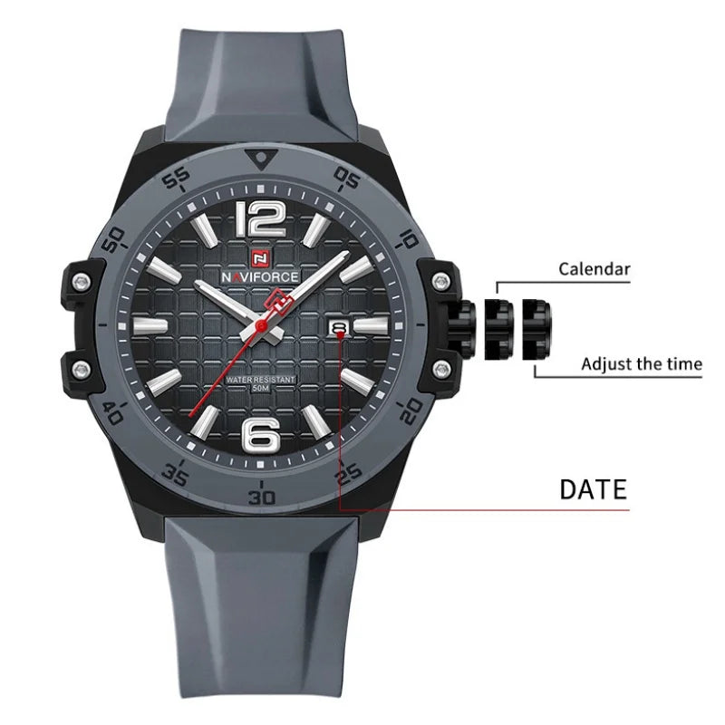 NAVIFORCE Brand 2025 Fashion Men's Watch Sport Military Calendar Quartz Wristwatches Male Luminous 5ATM Waterproof Male Clock