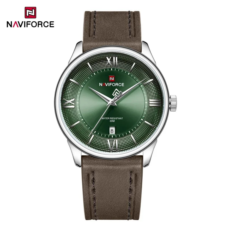 NAVIFORCE Watches For Men Quartz Sports Genuine Leather Strap 3ATM Waterproof Luxury Business Wristwatches Gift for Male New