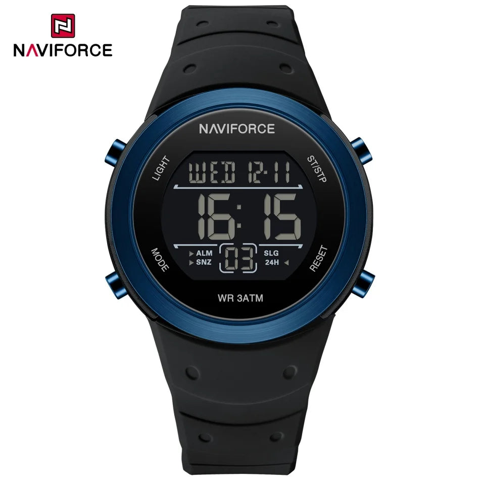 NAVIFORCE Brand Men Watches Luxury Comfortable Silicone Strap Electronic Day and Date Display Clock Waterproof Men Wristwatches