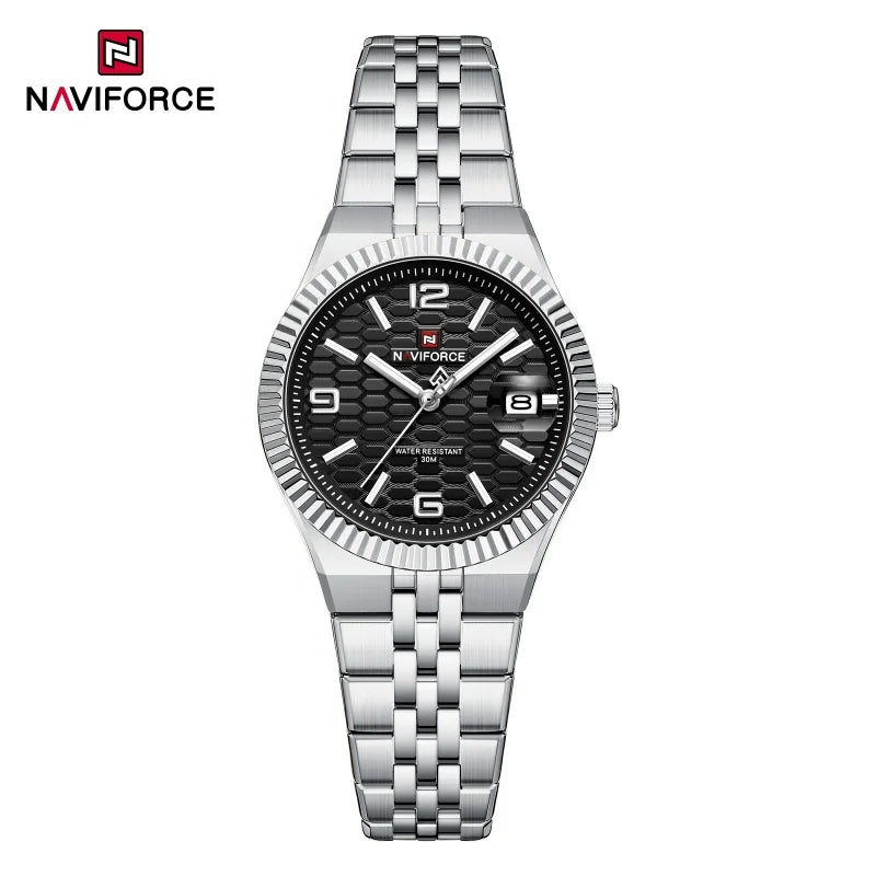 NAVIFORCE Women Watches Quartz Wristwatch Waterproof High Quality Ladies Steel Bracelet Female Romantic Stylish Business Clock