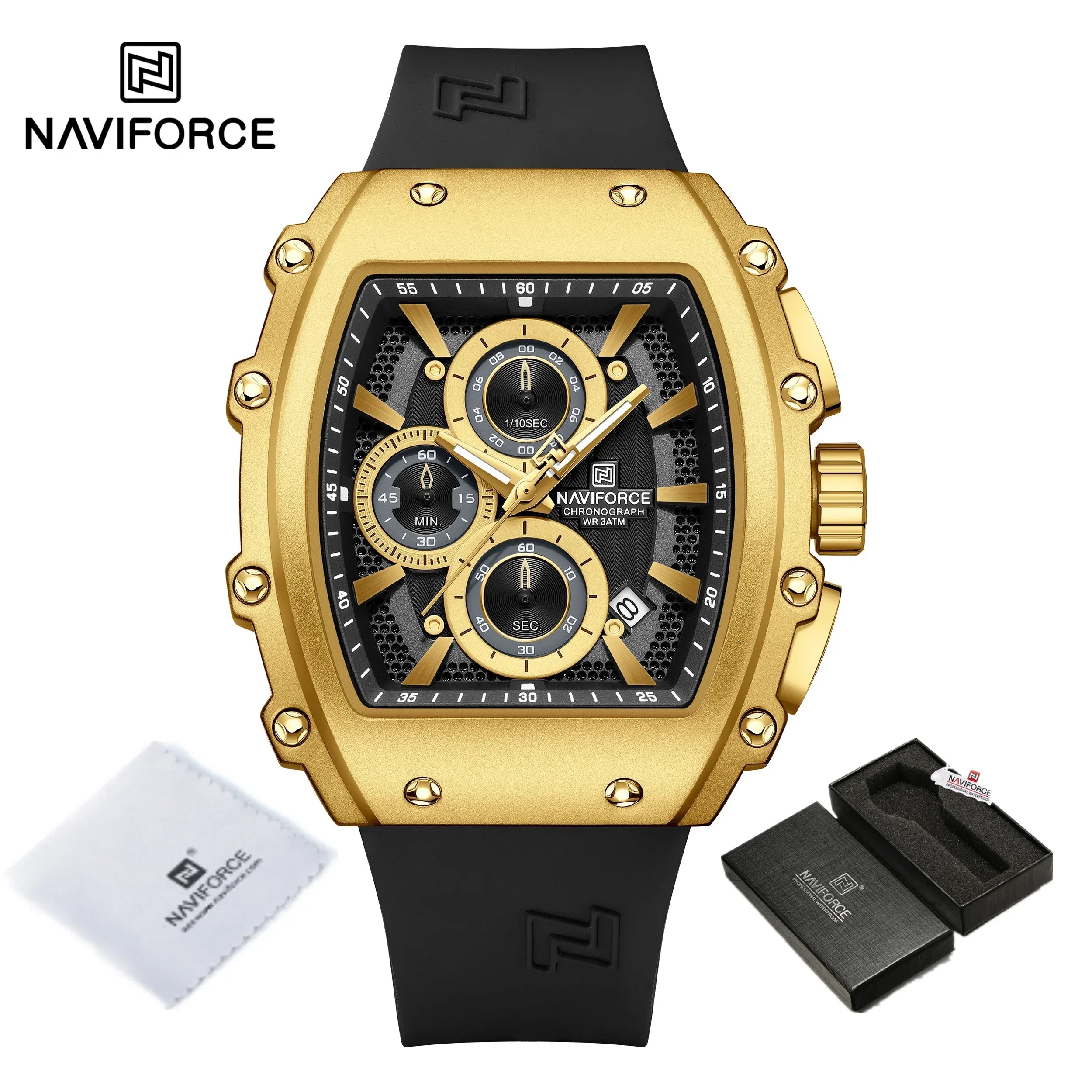 NAVIFORCE Luxury Men's Watch Quartz 30M Waterproof Chronograph Bucket with Night Light Display Sports Business Relogio Masculino
