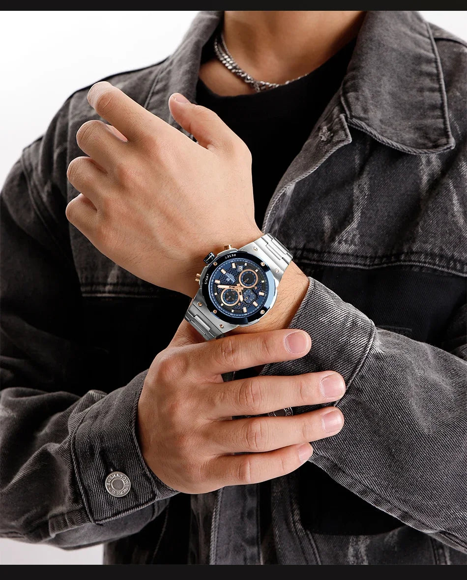 NAVIFORCE Luxury Brand Business Casual Watch Sports Multifunctional Chronograph Watches Mens Quartz Stainless Steel Wristwatches