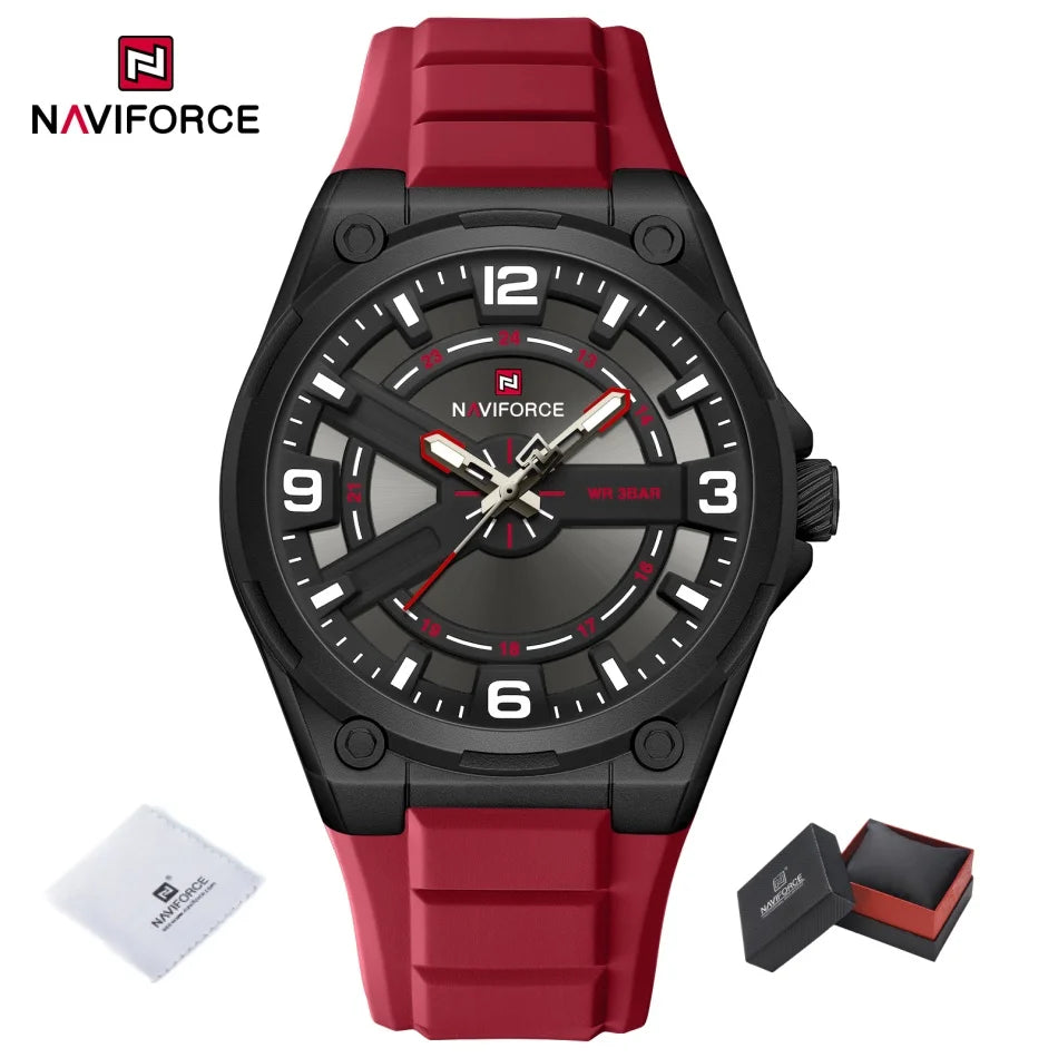 NAVIFOCE Luxury Business Men Watch Sport Men Watch Waterproof Quartz Clock Man Wheel dial WristWatch Relogio Masculino Silicone