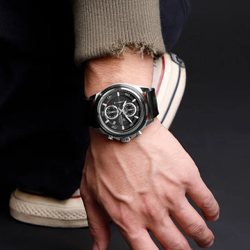 NAVIFORCE Men's Watch Quartz Chronograph Genuine Leather Strap Waterproof Luminous Hand Male Fashion Design Wristwatch Gifts Box