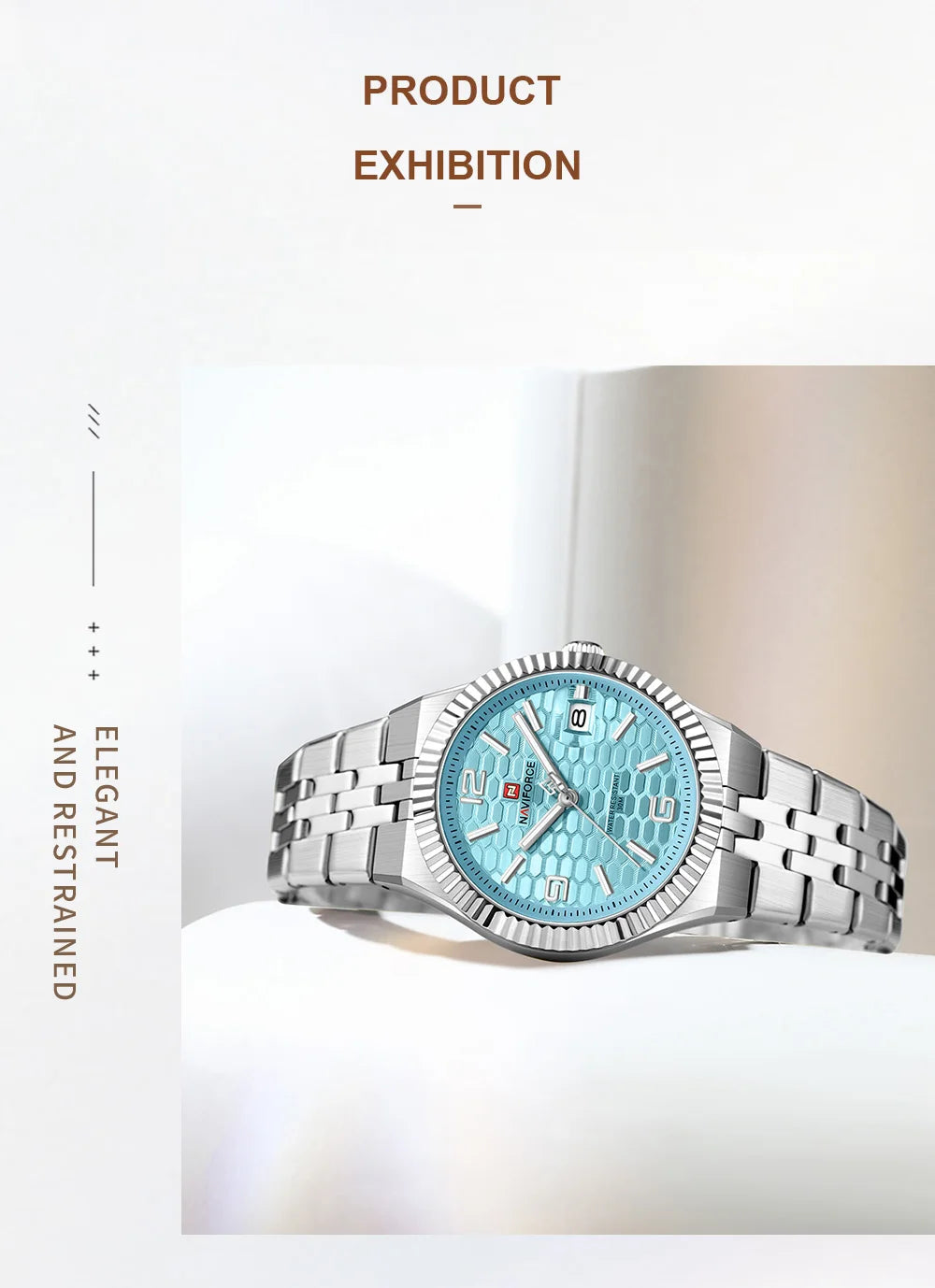 NAVIFORCE Luxury Women Quartz Calendar Watch 30M Waterproof Luminous Steel Strap Female Casual Girls Fashion Wristwatch Gift Box