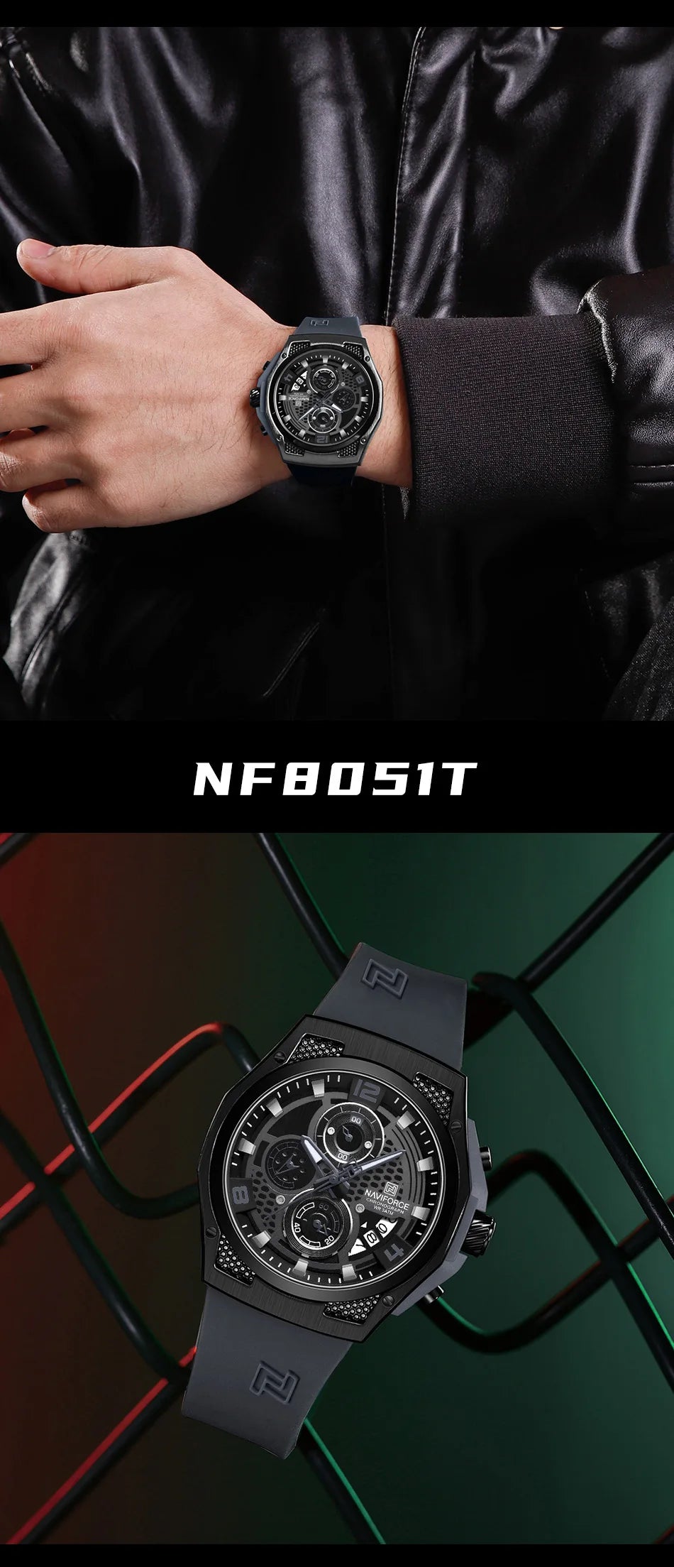 NAVIFORCE 2024 Larger Dial Men Military Watches Male High-end Quartz Calendar Fashion Design Wrist Watches PU Waterproof Clock