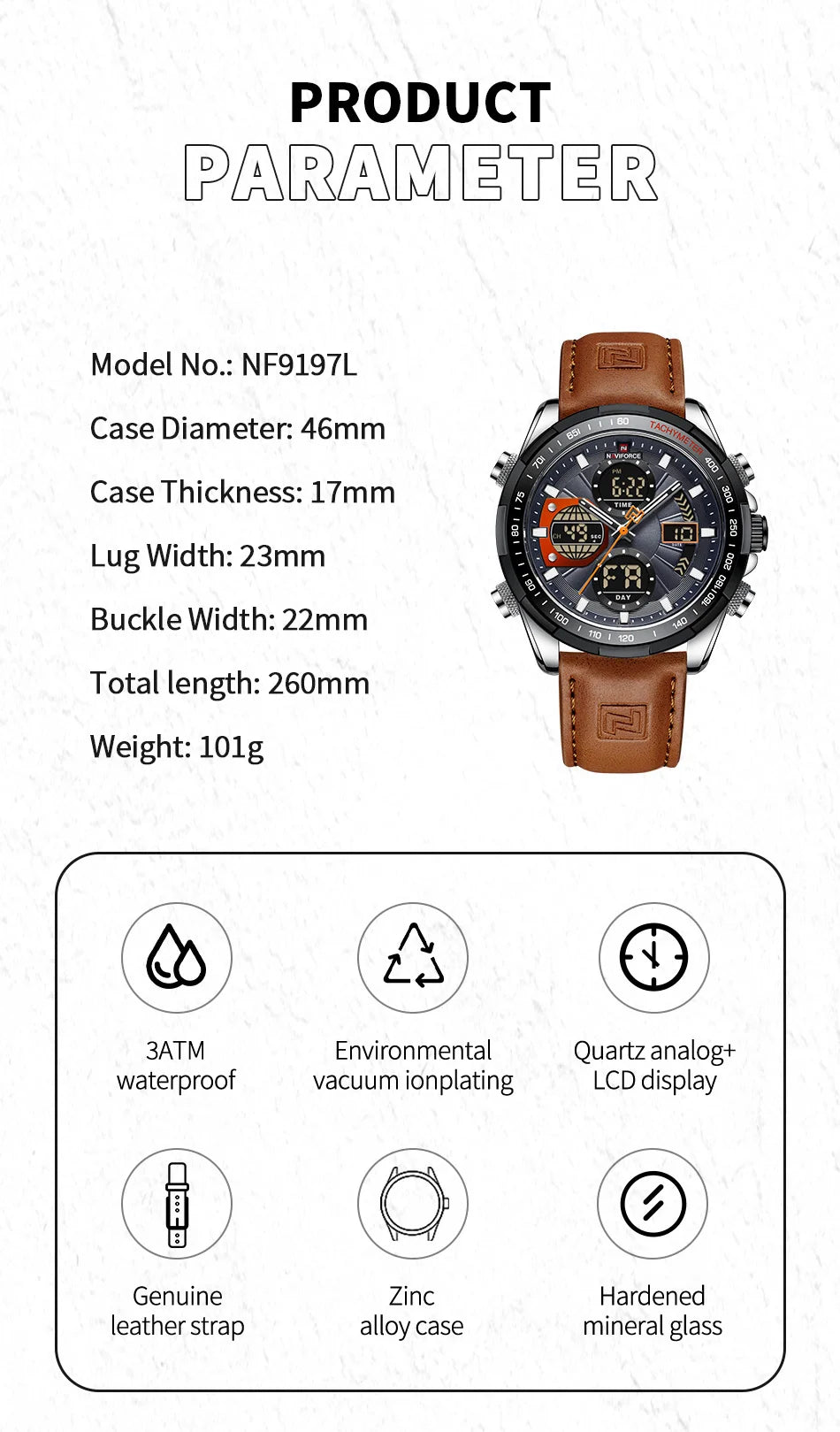 NAVIFORCE Military Watches for Men Luxury Sport Chronograph Alarm WristWatch Waterproof Quartz Big Clock Digital Male Watch