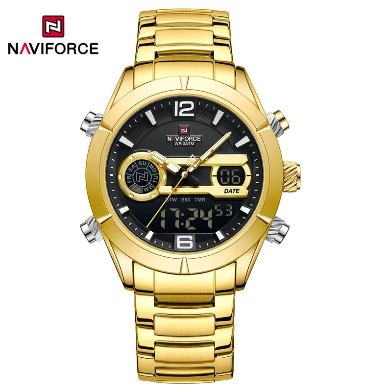 NAVIFORCE Design Watch For Men Luxury Waterproof Sport Calendar Quartz Wristwatches Dual Display Chronograph Clock Reloj Hombre