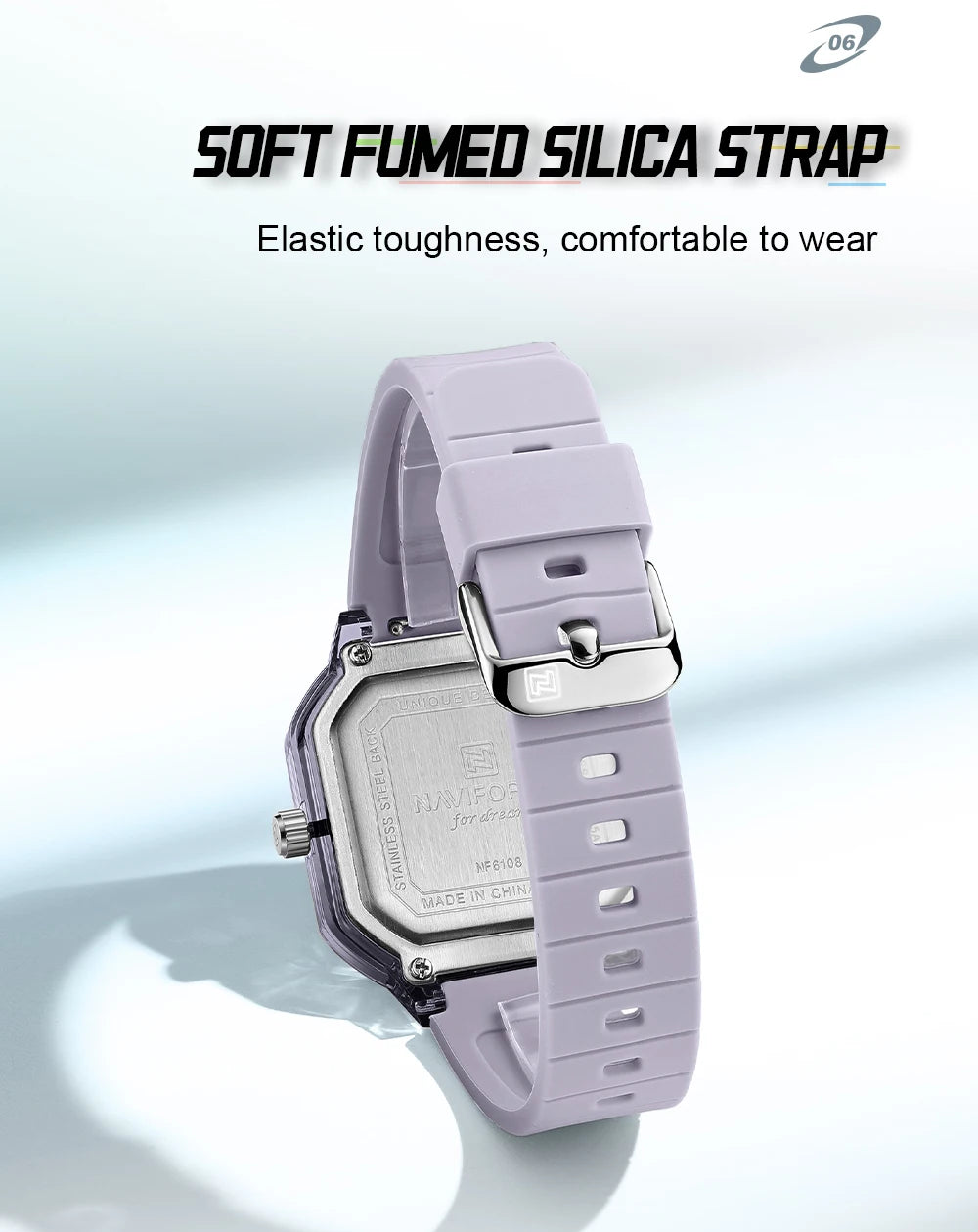 NAVIFORCE Women Polygon Watch Display Silicone Strap 50M Waterproof Luminous Fashionable Elegant Ladis Girls Wristwatch Gift Box
