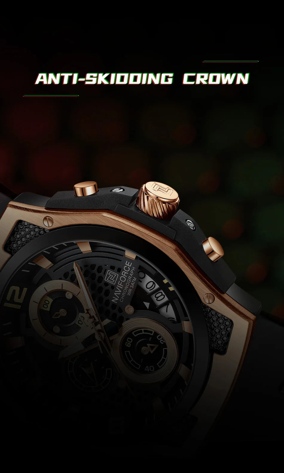 NAVIFORCE Men's Luxury Silicone Strap Male Quartz Wristwatch Casual Sport Waterproof Luminous Clock Relogio Masculino 2024 New