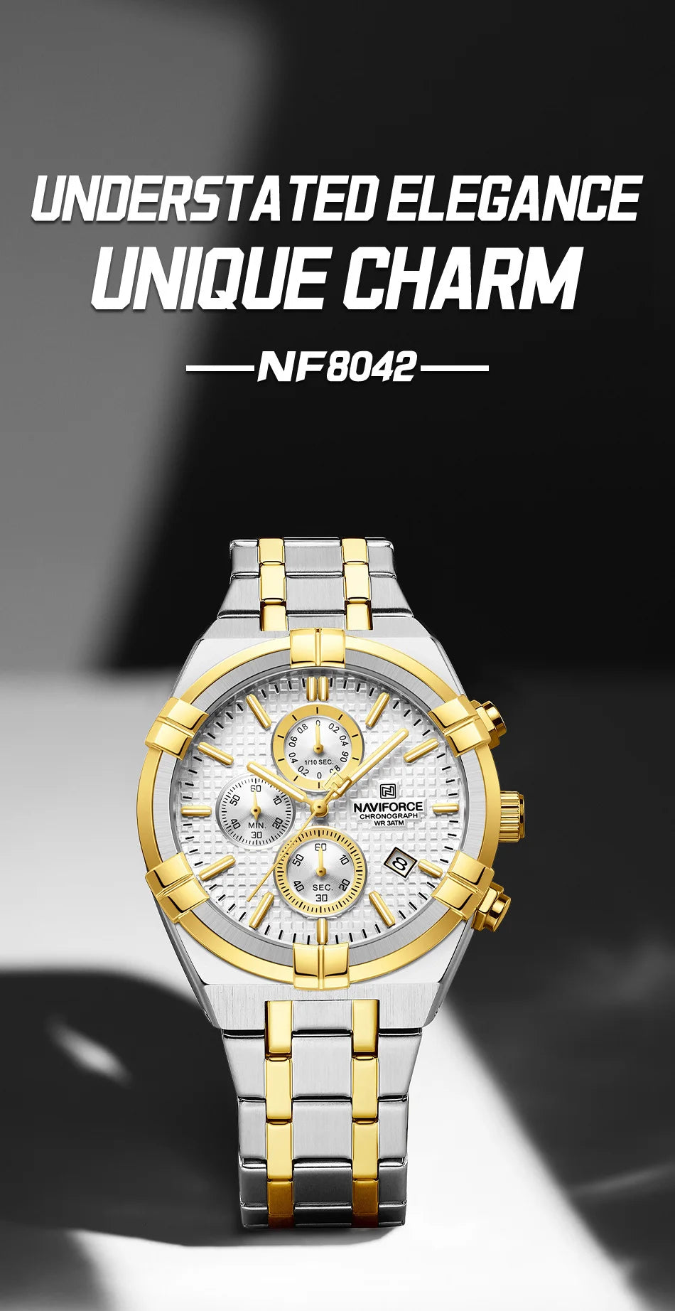 NAVIFORCE Original Watches for Man Waterproof Quartz Chronograph Luminous Stainless Steel Father's Day Male Wristwatch Gift Box