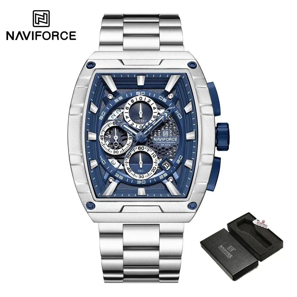NAVIFORCE Man Watch Luxury Waterproof Stainless Steel Quartz Men's Watches Sports Auto Date Wristwatch Chronograph Simple Clocks