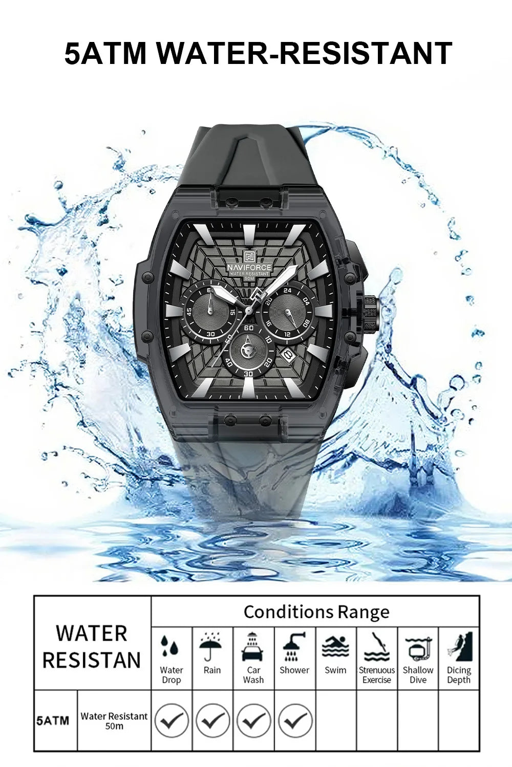 2026 New NAVIFORCE Mens Watches Top Brand Luxury Steel Mutifunction Chronograph Watch for Men Fashion Sports Quartz Men Clock
