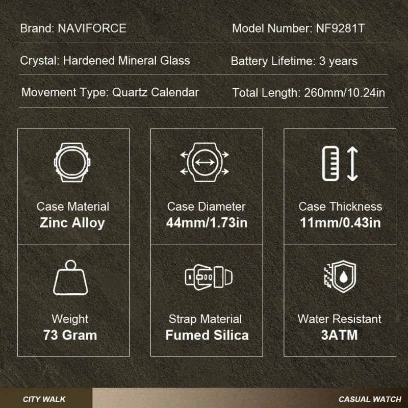 NAVIFORCE Men's Watch 30M Waterproof Quartz Calendar Silicone Strap Luminous Casual Sport Simple Fashion Man Wristwatch Gift Box