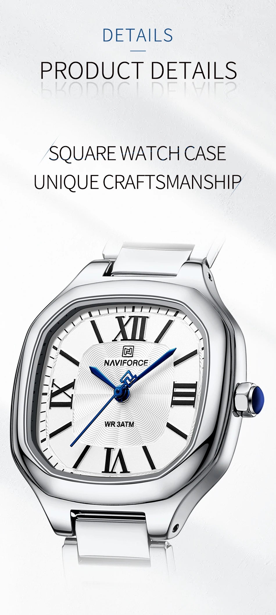 NAVIFORCE Women's Casual Fashion Quartz Watch Unique Design Waterproof Steel Strap Elegant Ladis Daily Wear Wristwatch Gift Box