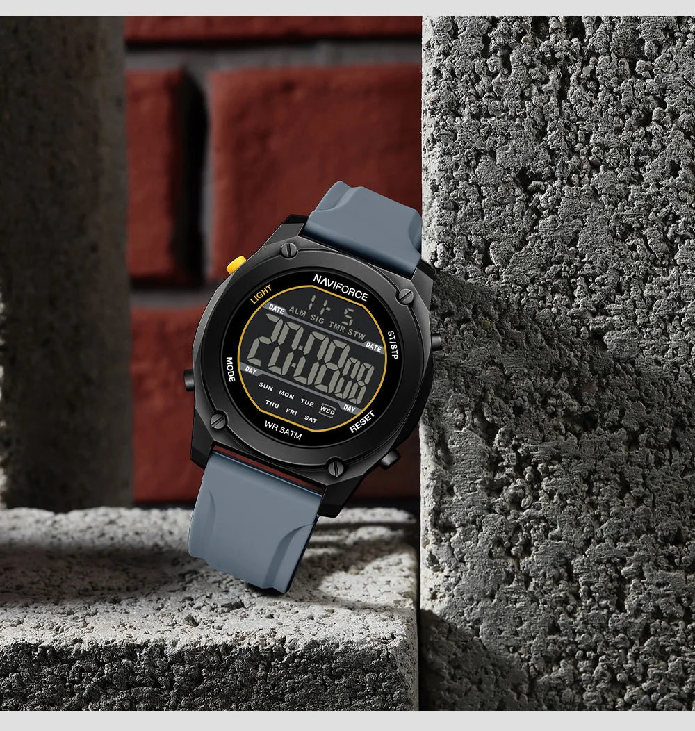 NAVIFORCE Men Digital Watch Sports Fashion Watches Waterproof 50M Man HD Electronic Screen Student Cool Alarm Display Wristwatch