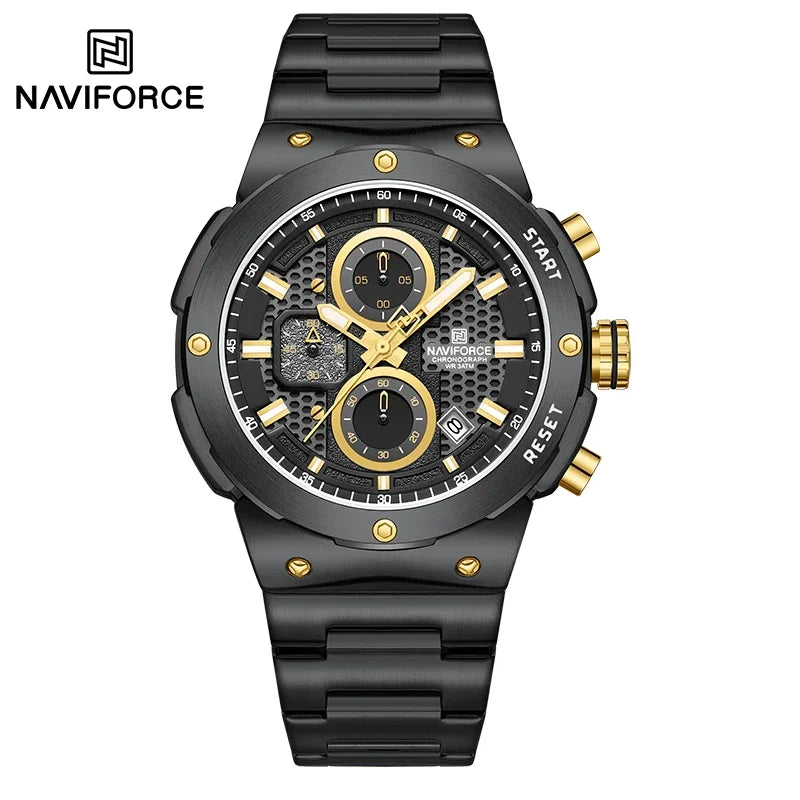 NAVIFORCE 2025 Man Quartz Watch Sport Military Watch For Men Waterproof Luminous Date Chronograph Stainless Steel Men's Watches