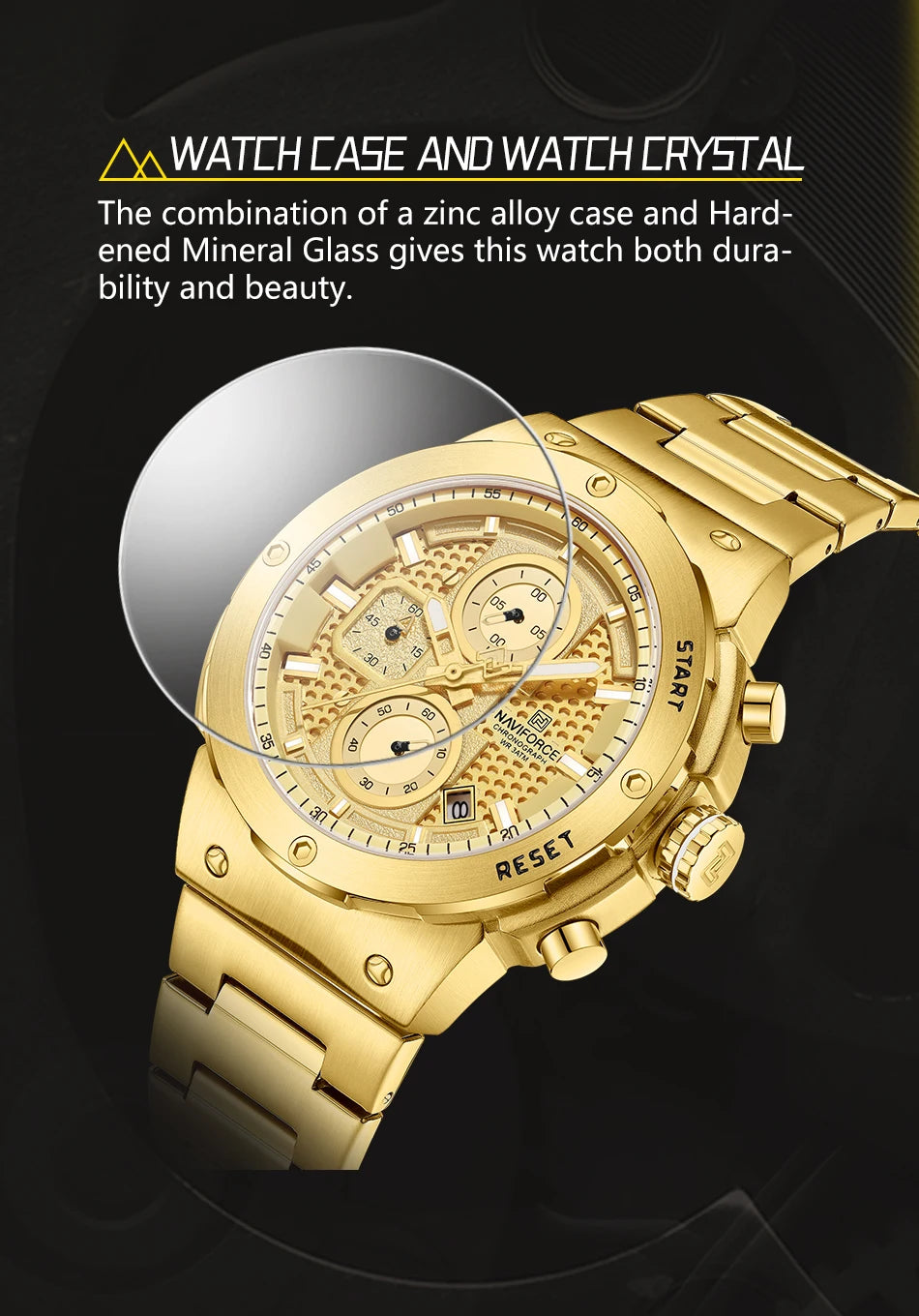 NAVIFORCE Man Watch Stainless Steel Sport Military Wristwatch Luxury Men Watches Luminous Waterproof Chronograph Quartz  Gifts