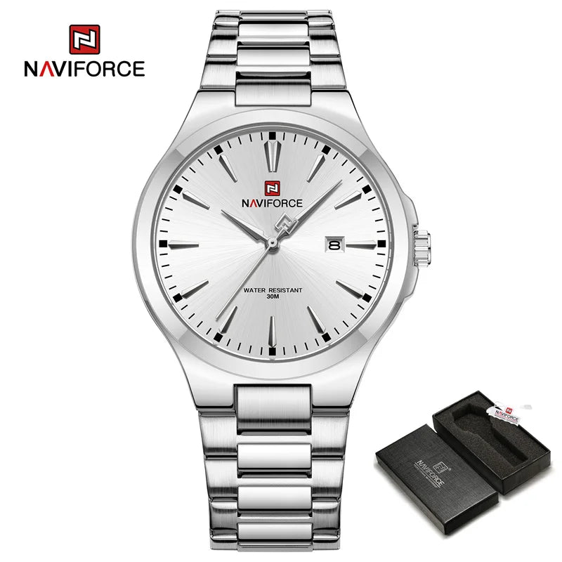 NAVIFORCE Original Fashion Watches for Men Stainless Steel Simple Elegant Clock Male Waterproof Wrist Watch Relogio Masculino