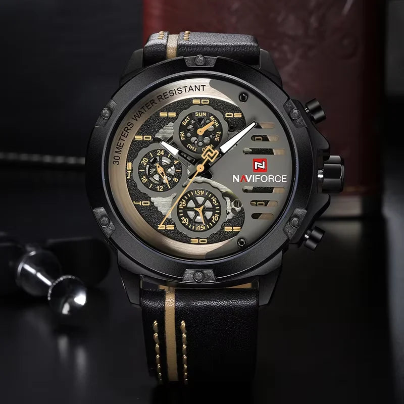 Men's Watches NAVIFORCE Brand Luxury Quartz Watch Man Leather Sport Wristwatches Waterproof Male Clock With Box Set For Sale