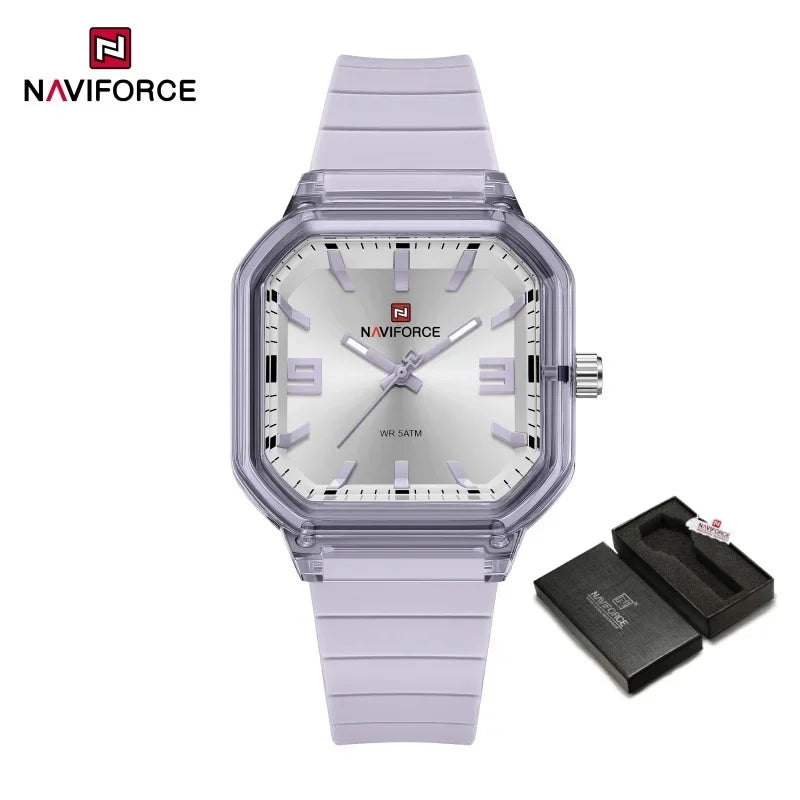 NAVIFORCE Women Polygon Watch Fashion Elegant Watches Display Silicone Strap 5ATM Waterproof Luminous Hand Ladies Gifts Watches
