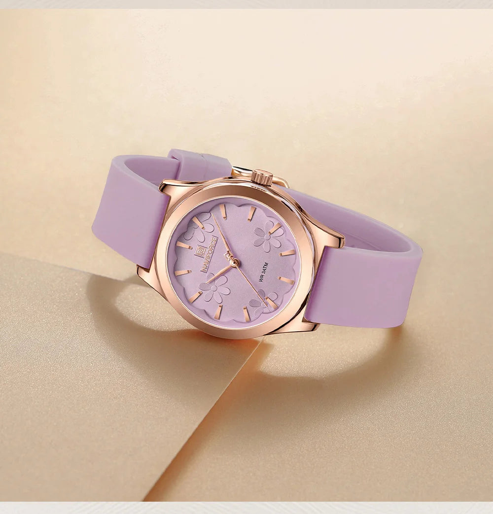 NAVIFORCE Simple Fashion Quartz Wristwatches Women Wrist Watches Silicone Strap Waterproof Watch Wholesale Hot Sale Reloj Mujer