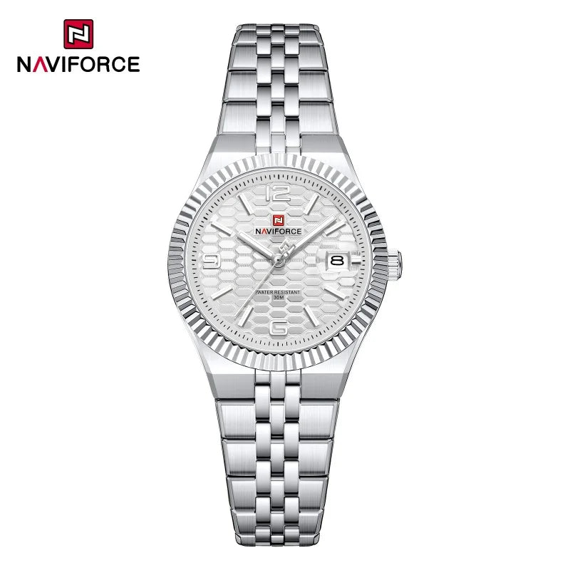 NAVIFORCE Women Watches Quartz Wristwatch Waterproof High Quality Ladies Steel Bracelet Female Romantic Stylish Business Clock