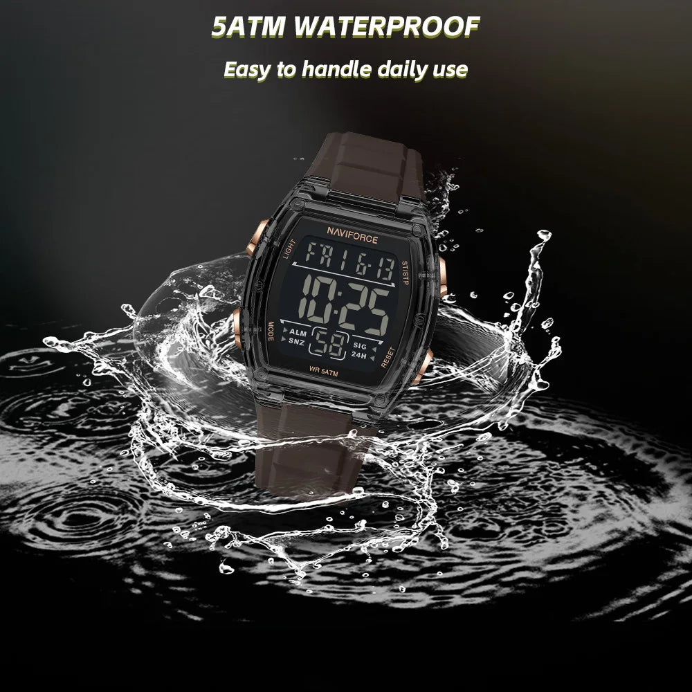 NAVIFORCE Men's Watch Alloy Dial Analog LCD Digital Display Sport Waterproof Quartz Wristwatch Date Chronograph Luminous Clock