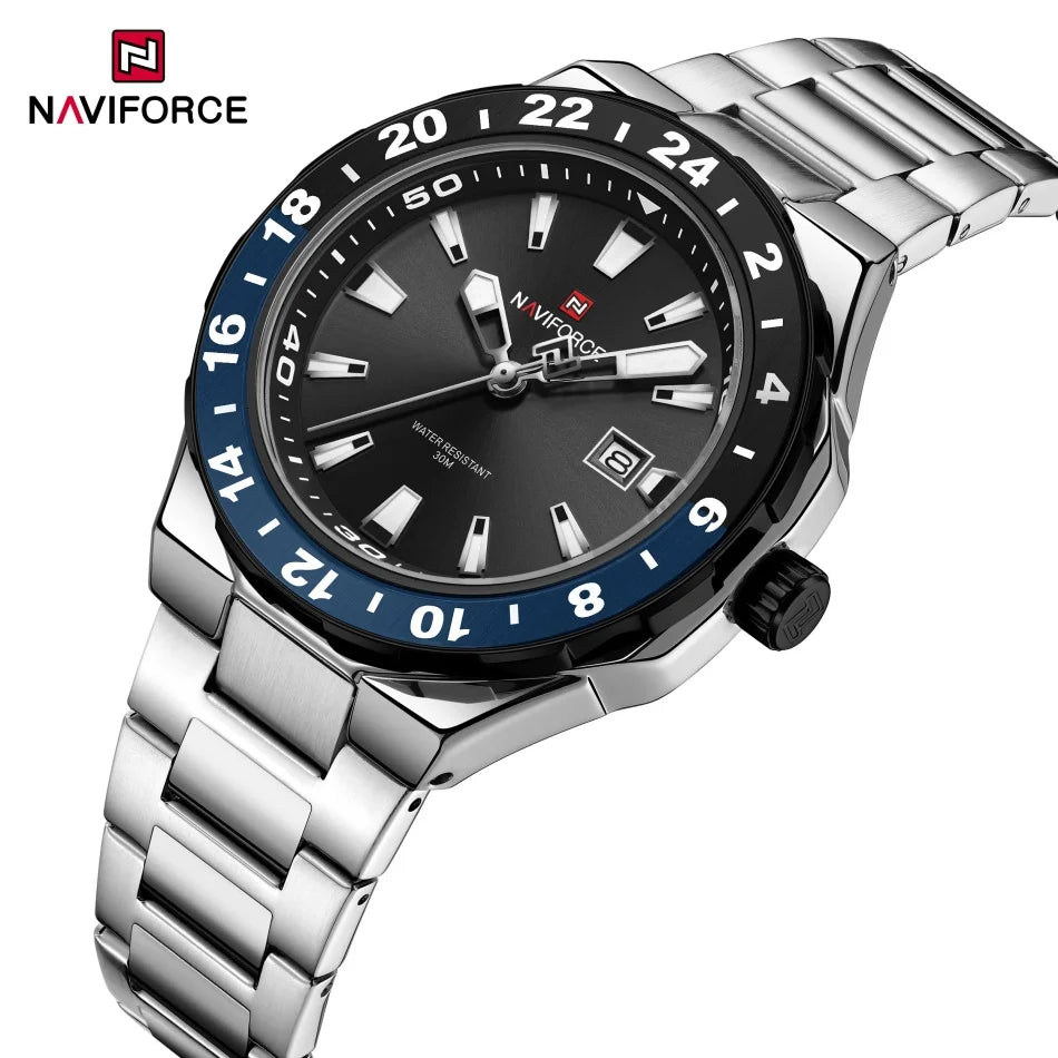 NAVIFORCE Watches for Man Luxury Sports Quartz Clock Luminous Calendar Stainless Steel Waterproof Wristwatch Relogio Masculino
