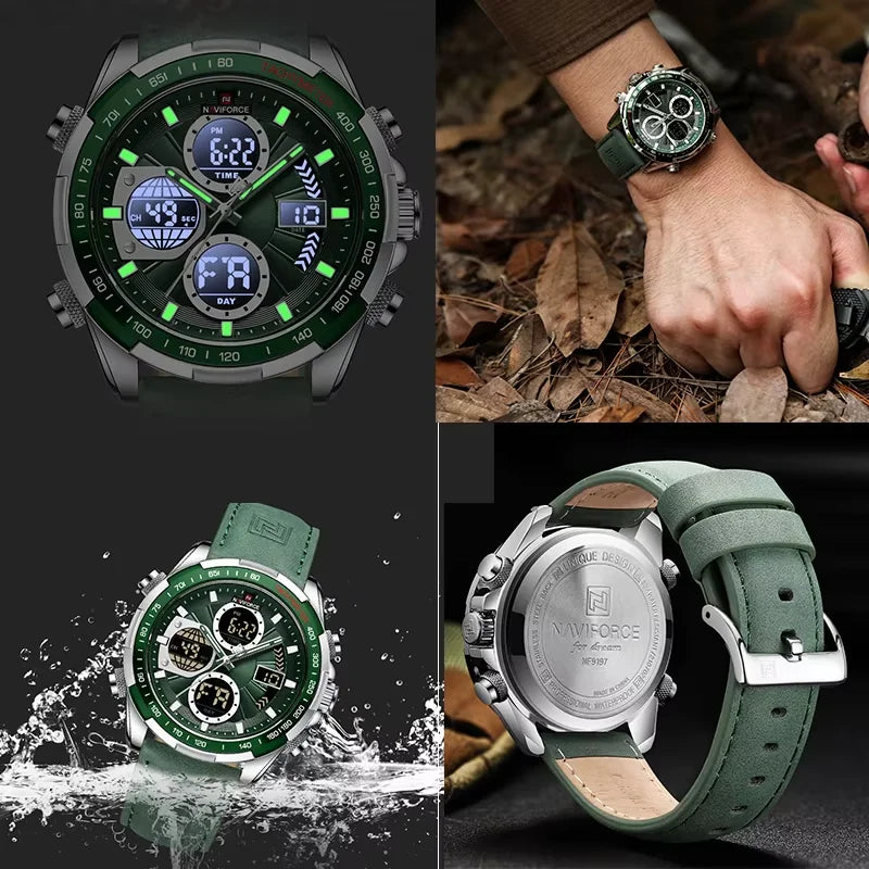 NAVIFORCE Men's Military Watch Multifunction Chronograph Sports 3ATM Waterproof with Alarm Day And Date Display Male Gifts Clock